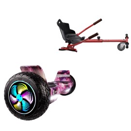 8.5 inch Hoverboard with Standard Hoverkart, Hummer Galaxy Pink PRO, Extended Range and Red Ergonomic Seat, Smart Balance