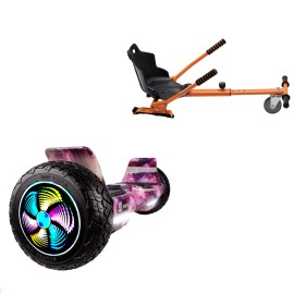 8.5 inch Hoverboard met Standaard Hoverkart, Hummer Galaxy Pink PRO, Verlengde Afstand en Oranje Hoverkart, Smart Balance