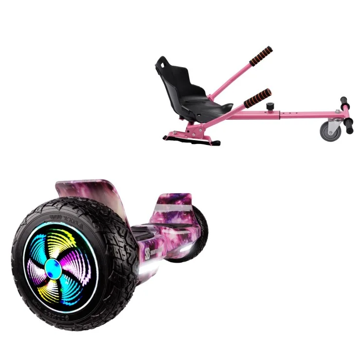 8.5 inch Hoverboard with Standard Hoverkart, Hummer Galaxy Pink PRO, Extended Range and Pink Ergonomic Seat, Smart Balance