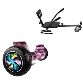 8.5 inch Hoverboard with Comfort Hoverkart, Hummer Galaxy Pink PRO, Extended Range and Black Comfort Seat, Smart Balance