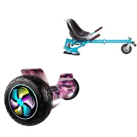 Paket Hoverboard Go Kart med Stötdämpare, 8.5 tums, Hummer Galaxy Pink PRO, Lång Räckvidd och Blå Hoverkart med Stötdämpare, Smart Balance