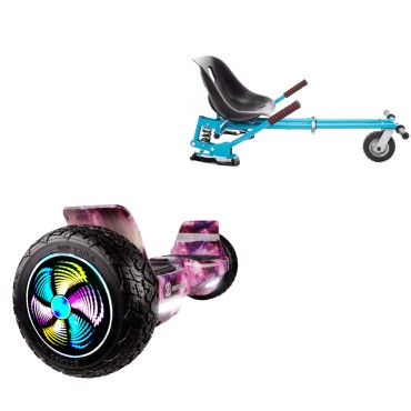 8.5 inch Hoverboard with Suspensions Hoverkart, Hummer Galaxy Pink PRO, Extended Range and Blue Seat with Double Suspension Set, Smart Balance