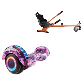 Paket Hoverboard Standard Go Kart 6.5 tums, Transformers Galaxy Pink PRO, Lång Räckvidd och Orange Hoverkart, Smart Balance