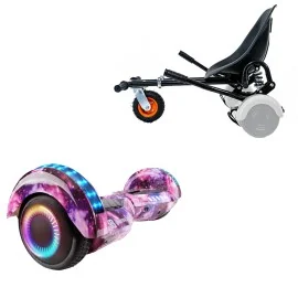 6.5 inch Hoverboard with Suspensions Hoverkart, Transformers Galaxy Pink PRO, Extended Range and Black Seat with Double Suspension Set, Smart Balance