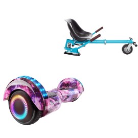 Paket Hoverboard Go Kart med Stötdämpare, 6.5 tums, Transformers Galaxy Pink PRO, Lång Räckvidd och Blå Hoverkart med Stötdämpare, Smart Balance