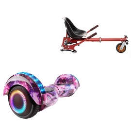 Paket Hoverboard Go Kart med Stötdämpare, 6.5 tums, Transformers Galaxy Pink PRO, Lång Räckvidd och Röd Hoverkart med Stötdämpare, Smart Balance