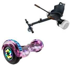 8 inch Hoverboard with Standard Hoverkart, Transformers Galaxy Pink PRO, Extended Range and Black Ergonomic Seat, Smart Balance