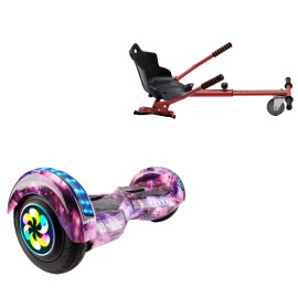 8 inch Hoverboard met Standaard Hoverkart, Transformers Galaxy Pink PRO, Verlengde Afstand en Rood Hoverkart, Smart Balance