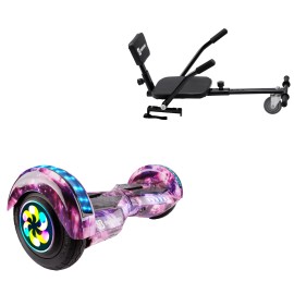 8 inch Hoverboard with Comfort Hoverkart, Transformers Galaxy Pink PRO, Extended Range and Black Comfort Seat, Smart Balance