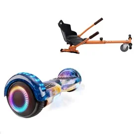 6.5 inch Hoverboard with Standard Hoverkart, Regular Galaxy Orange PRO, Extended Range and Orange Ergonomic Seat, Smart Balance