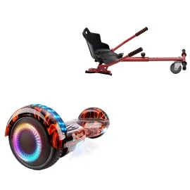 6.5 inch Hoverboard with Standard Hoverkart, Regular Flame PRO, Extended Range and Red Ergonomic Seat, Smart Balance