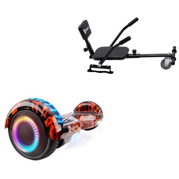 6.5 inch Hoverboard with Comfort Hoverkart, Regular Flame PRO, Extended Range and Black Comfort Seat, Smart Balance