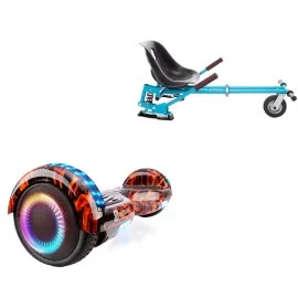 6.5 inch Hoverboard with Suspensions Hoverkart, Regular Flame PRO, Extended Range and Blue Seat with Double Suspension Set, Smart Balance