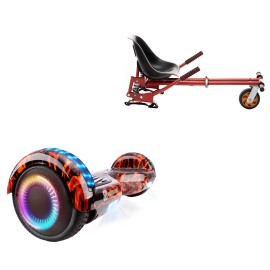 6.5 inch Hoverboard with Suspensions Hoverkart, Regular Flame PRO, Extended Range and Red Seat with Double Suspension Set, Smart Balance