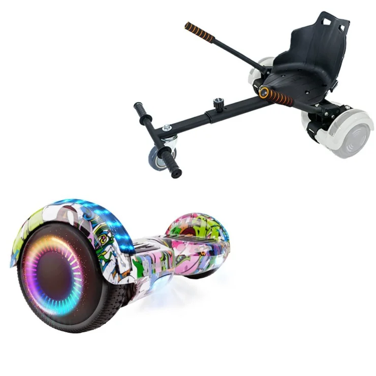 Hoverboard 6.5 Pouces et Standard Hoverkart Kit, Regular Multicolor PRO, Grande Autonomie et Hoverkart Noir Standard, Smart Balance