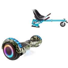 Hoverboard 6.5 Pouces et Hoverkart avec Amortisseurs, Regular Camouflage PRO, Grande Autonomie et Hoverkart Bleu avec Amortisseurs, Smart Balance