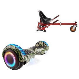 6.5 inch Hoverboard with Suspensions Hoverkart, Regular Camouflage PRO, Extended Range and Red Seat with Double Suspension Set, Smart Balance