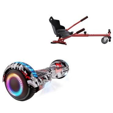 6.5 inch Hoverboard with Standard Hoverkart, Regular Last Dead PRO, Extended Range and Red Ergonomic Seat, Smart Balance