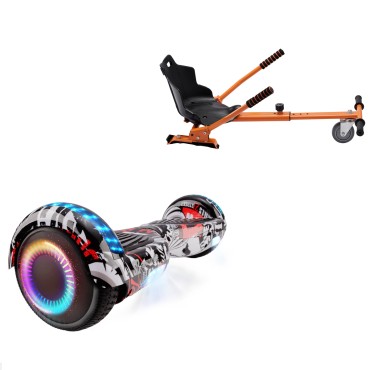 Paket Hoverboard Standard Go Kart 6.5 tums, Regular Last Dead PRO, Lång Räckvidd och Orange Hoverkart, Smart Balance