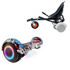 6.5 inch Hoverboard with Suspensions Hoverkart, Regular Last Dead PRO, Extended Range and Black Seat with Double Suspension Set, Smart Balance