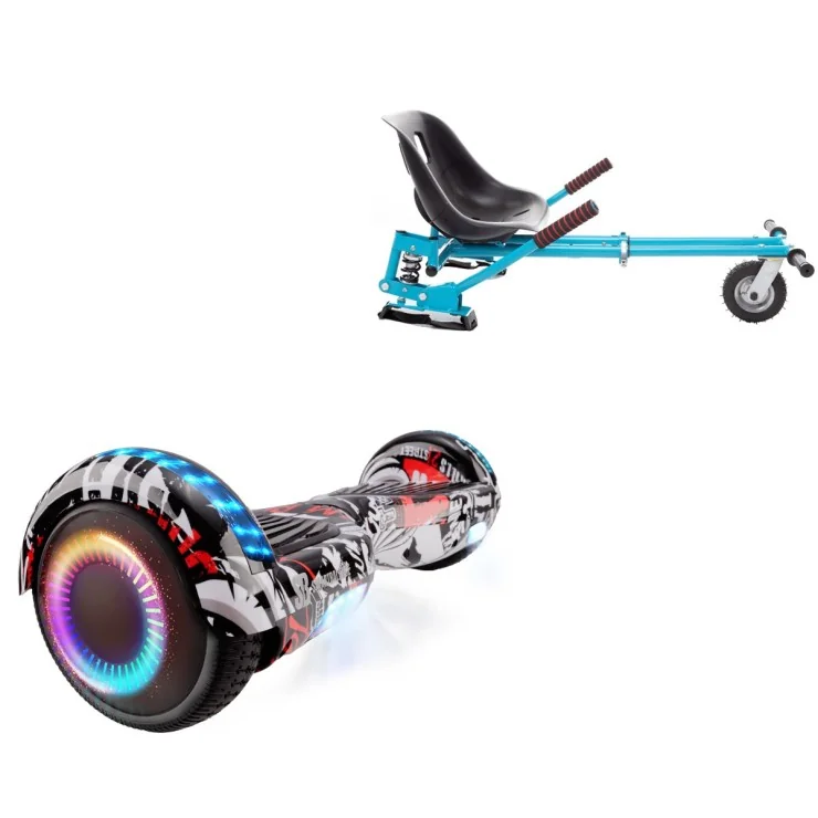 6.5 inch Hoverboard with Suspensions Hoverkart, Regular Last Dead PRO, Extended Range and Blue Seat with Double Suspension Set, Smart Balance