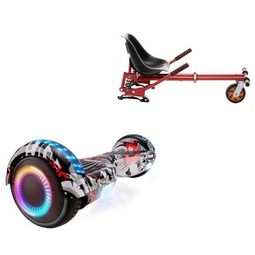 6.5 inch Hoverboard with Suspensions Hoverkart, Regular Last Dead PRO, Extended Range and Red Seat with Double Suspension Set, Smart Balance