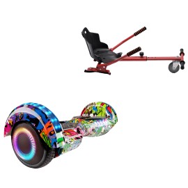 Paket Hoverboard Standard Go Kart 6.5 tums, Transformers Multicolor PRO, Lång Räckvidd och Röd Hoverkart, Smart Balance