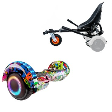 6.5 inch Hoverboard with Suspensions Hoverkart, Transformers Multicolor PRO, Extended Range and Black Seat with Double Suspension Set, Smart Balance