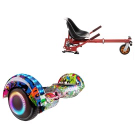 6.5 inch Hoverboard with Suspensions Hoverkart, Transformers Multicolor PRO, Extended Range and Red Seat with Double Suspension Set, Smart Balance