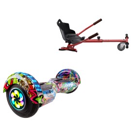 8 inch Hoverboard met Standaard Hoverkart, Transformers Multicolor PRO, Verlengde Afstand en Rood Hoverkart, Smart Balance