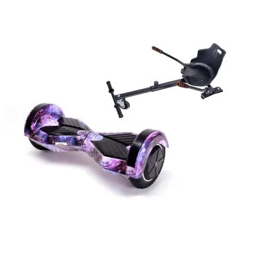 6.5 inch Hoverboard with Standard Hoverkart, Transformers Galaxy, Extended Range and Black Ergonomic Seat, Smart Balance