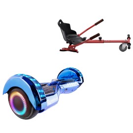 6.5 inch Hoverboard with Standard Hoverkart, Transformers ElectroBlue PRO, Extended Range and Red Ergonomic Seat, Smart Balance