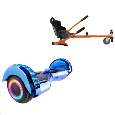 6.5 inch Hoverboard with Standard Hoverkart, Transformers ElectroBlue PRO, Extended Range and Orange Ergonomic Seat, Smart Balance