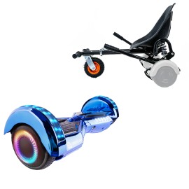 6.5 inch Hoverboard with Suspensions Hoverkart, Transformers ElectroBlue PRO, Extended Range and Black Seat with Double Suspension Set, Smart Balance