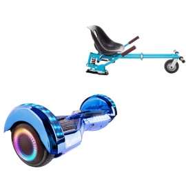 6.5 inch Hoverboard with Suspensions Hoverkart, Transformers ElectroBlue PRO, Extended Range and Blue Seat with Double Suspension Set, Smart Balance