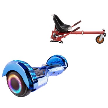 Hoverboard 6.5 Pouces et Hoverkart avec Amortisseurs, Transformers ElectroBlue PRO, Grande Autonomie et Hoverkart Rouge avec Amortisseurs, Smart Balance