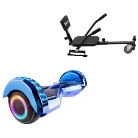 6.5 inch Hoverboard with Comfort Hoverkart, Transformers ElectroBlue PRO, Standard Range and Black Comfort Seat, Smart Balance