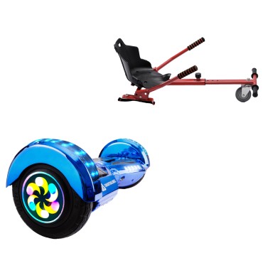 8 inch Hoverboard with Standard Hoverkart, Transformers ElectroBlue PRO, Extended Range and Red Ergonomic Seat, Smart Balance