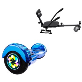 8 inch Hoverboard with Comfort Hoverkart, Transformers ElectroBlue PRO, Extended Range and Black Comfort Seat, Smart Balance