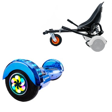 8 inch Hoverboard with Suspensions Hoverkart, Transformers ElectroBlue PRO, Extended Range and Black Seat with Double Suspension Set, Smart Balance