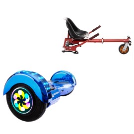 8 inch Hoverboard with Suspensions Hoverkart, Transformers ElectroBlue PRO, Extended Range and Red Seat with Double Suspension Set, Smart Balance