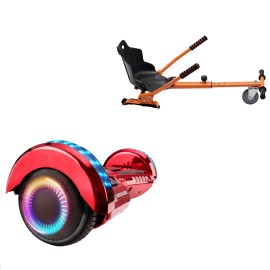 6.5 inch Hoverboard with Standard Hoverkart, Transformers ElectroRed PRO, Extended Range and Orange Ergonomic Seat, Smart Balance