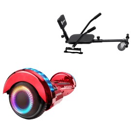 Hoverboard 6.5 pouces et Comfort Hoverkart Kit, Transformers ElectroRed PRO, Grande Autonomie et Hoverkart Comfort Noire, Smart Balance