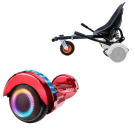 6.5 inch Hoverboard with Suspensions Hoverkart, Transformers ElectroRed PRO, Extended Range and Black Seat with Double Suspension Set, Smart Balance