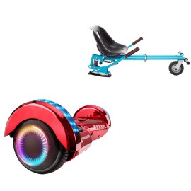 6.5 inch Hoverboard with Suspensions Hoverkart, Transformers ElectroRed PRO, Extended Range and Blue Seat with Double Suspension Set, Smart Balance