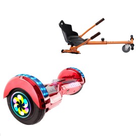 Paket Hoverboard Standard Go Kart 8 tums, Transformers ElectroRed PRO, Lång Räckvidd och Orange Hoverkart, Smart Balance