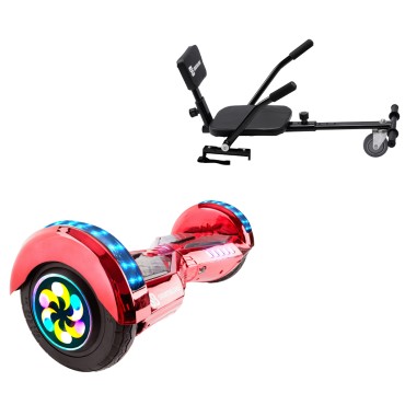 8 inch Hoverboard with Comfort Hoverkart, Transformers ElectroRed PRO, Extended Range and Black Comfort Seat, Smart Balance