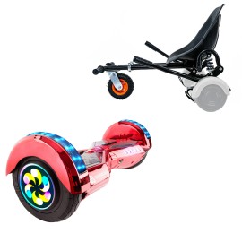 8 inch Hoverboard with Suspensions Hoverkart, Transformers ElectroRed PRO, Extended Range and Black Seat with Double Suspension Set, Smart Balance