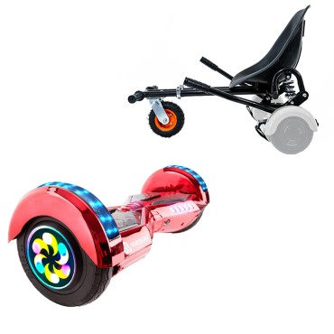 Hoverboard 8 Pouces et Hoverkart avec Amortisseurs, Transformers ElectroRed PRO, Grande Autonomie et Hoverkart Noir avec Amortisseurs, Smart Balance