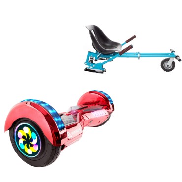 Hoverboard 8 Pouces et Hoverkart avec Amortisseurs, Transformers ElectroRed PRO, Grande Autonomie et Hoverkart Bleu avec Amortisseurs, Smart Balance